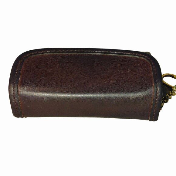 Coach Brown Leather Coin Purse Wallet Gold Keychain Attachment Snap Closure - Picture 5 of 16